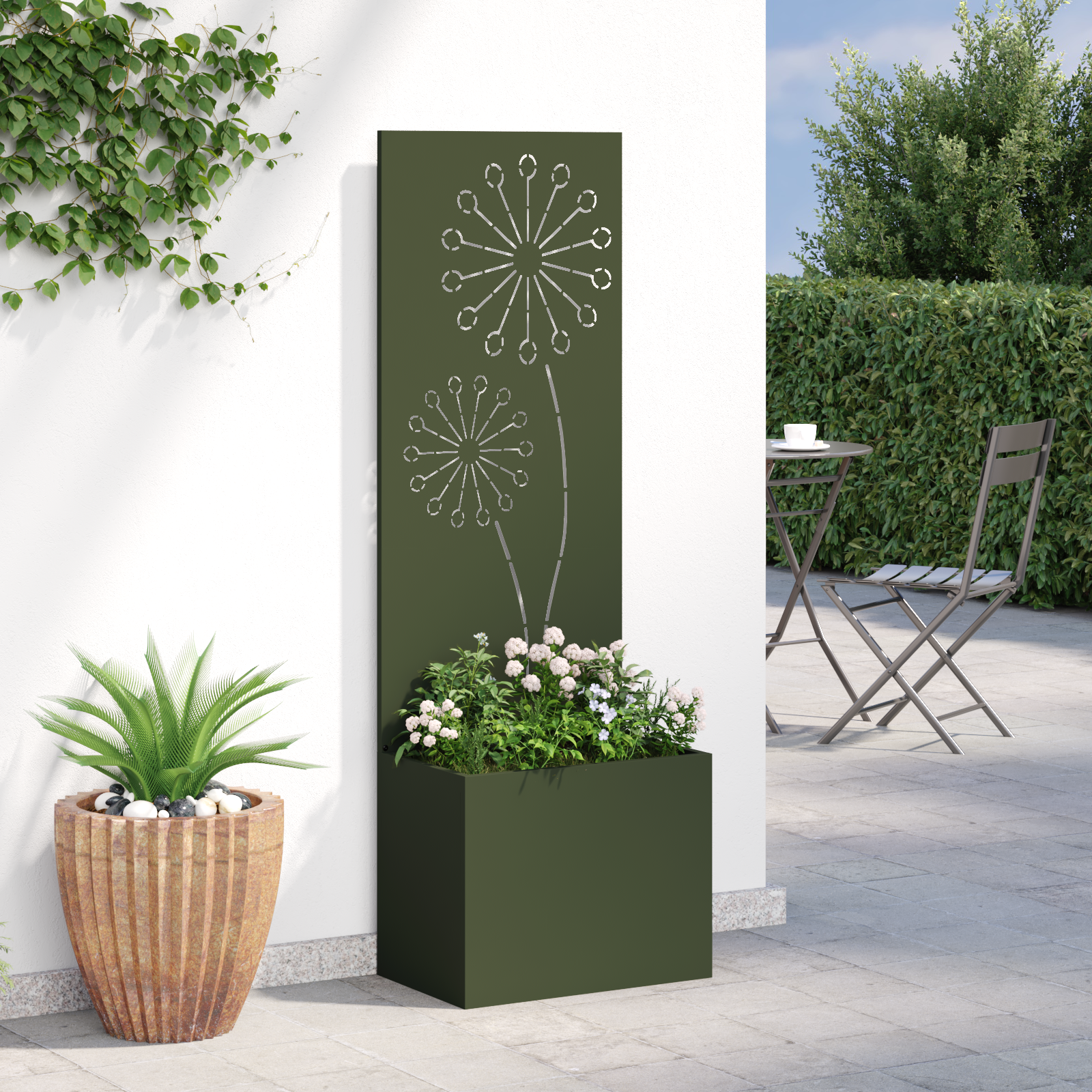 Tuin Privacy Screen Fretwerk Olijfgroen 50 x 32 x 150 cm