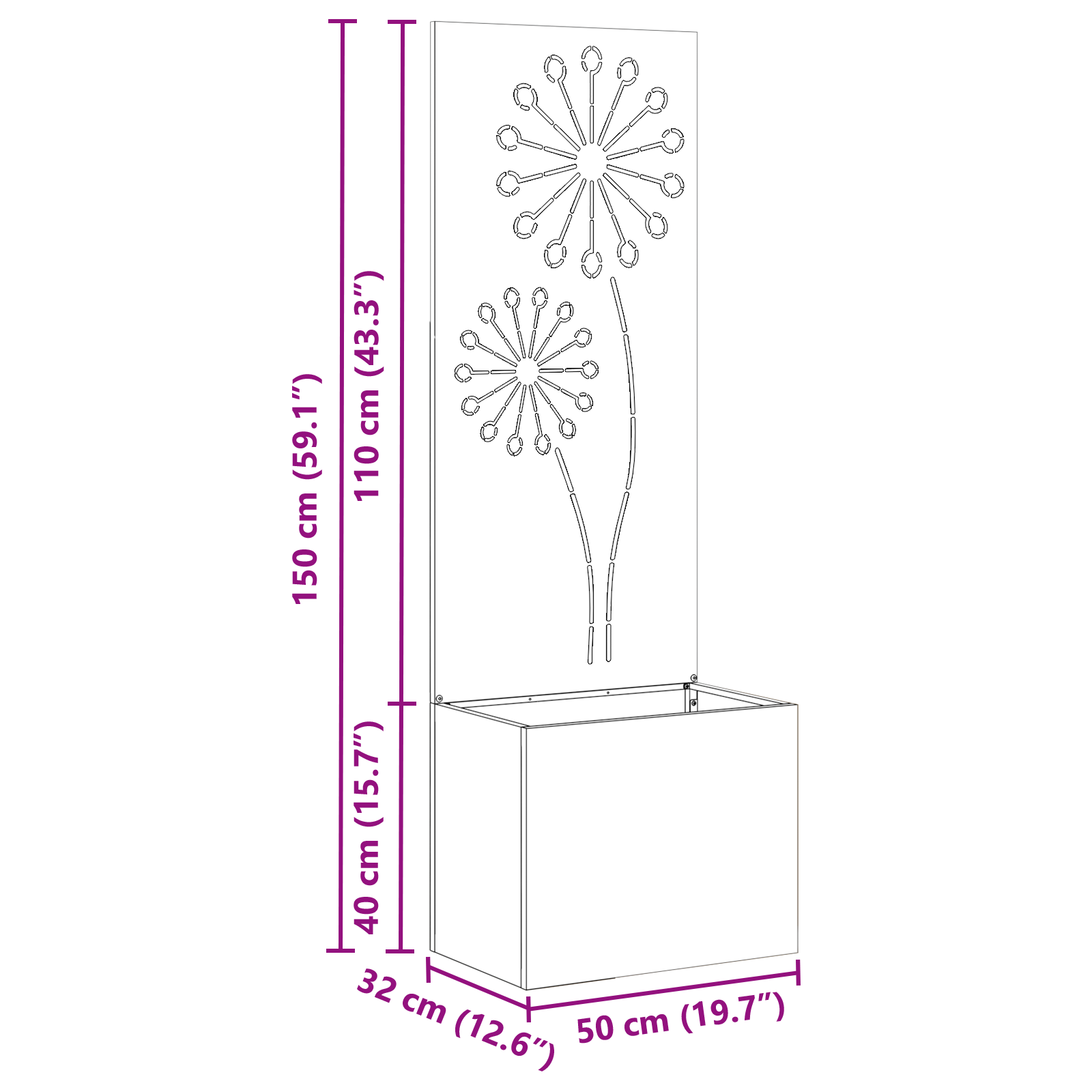 Tuin Privacy Screen Fretwerk Olijfgroen 50 x 32 x 150 cm