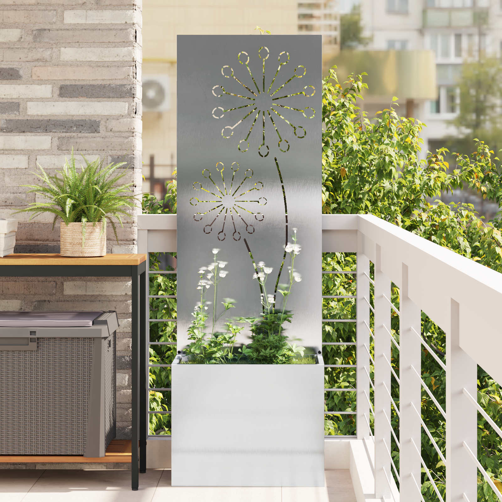 Tuinplant met Decoratief Paneel Zilver 50 x 140 cm