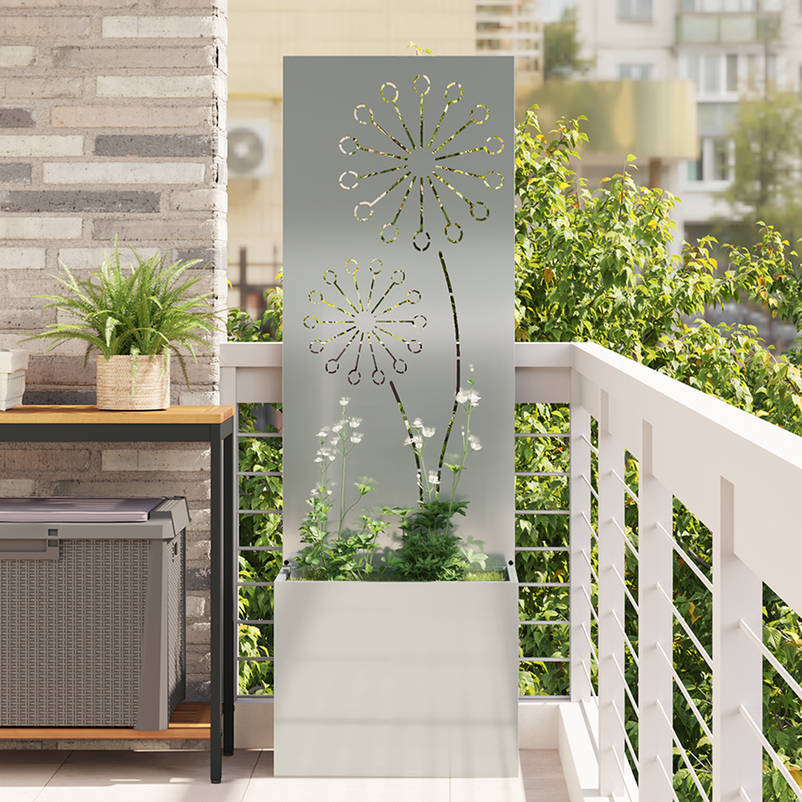 Tuinplant met Decoratief Paneel Zilver 50 x 140 cm