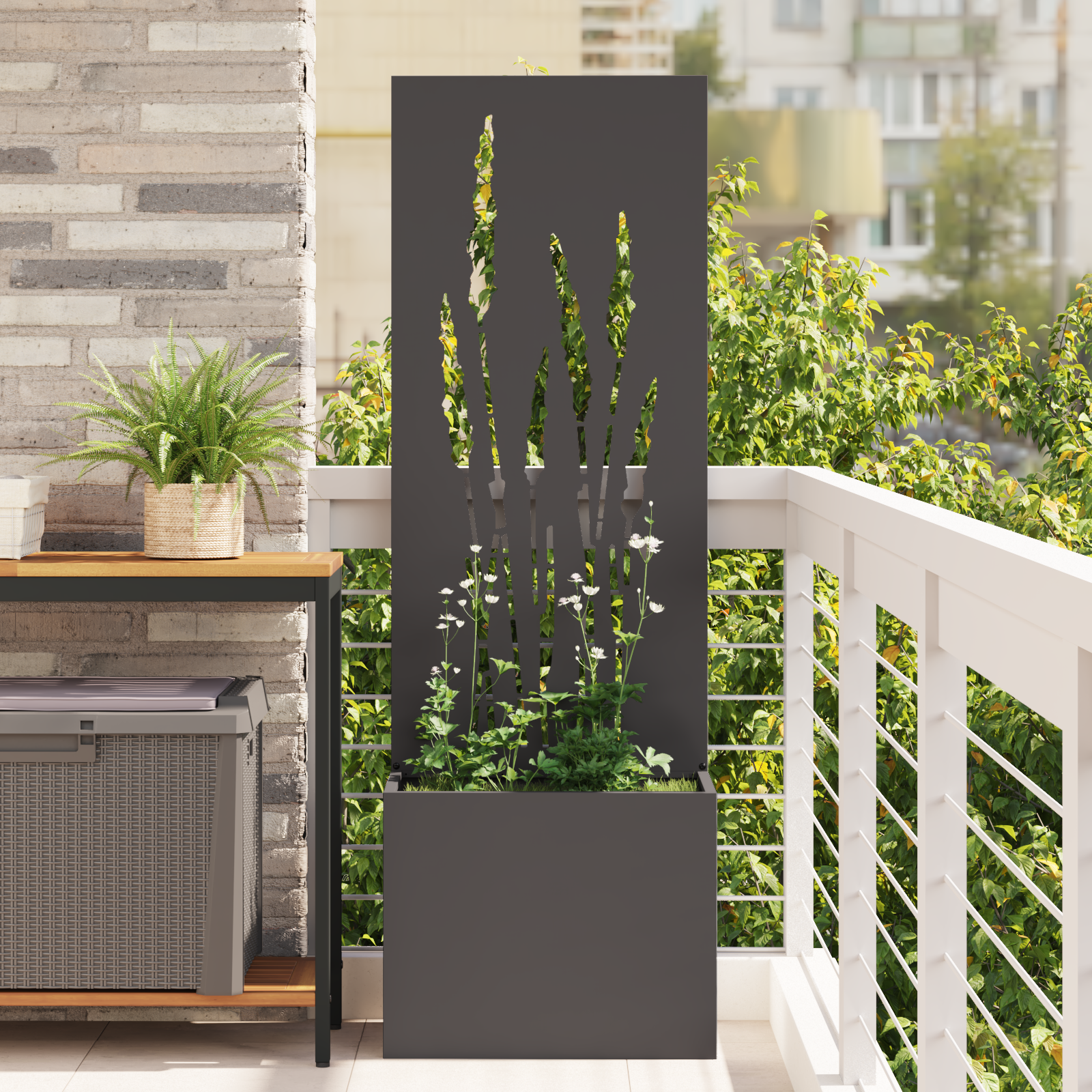 Tuinplant met Decoratief Paneel Zwart 50 x 140 cm