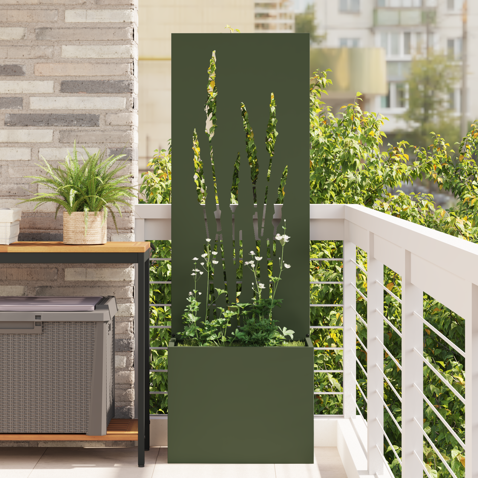 Tuinplant met Decoratief Paneel Olijfgroen 50 x 140 cm