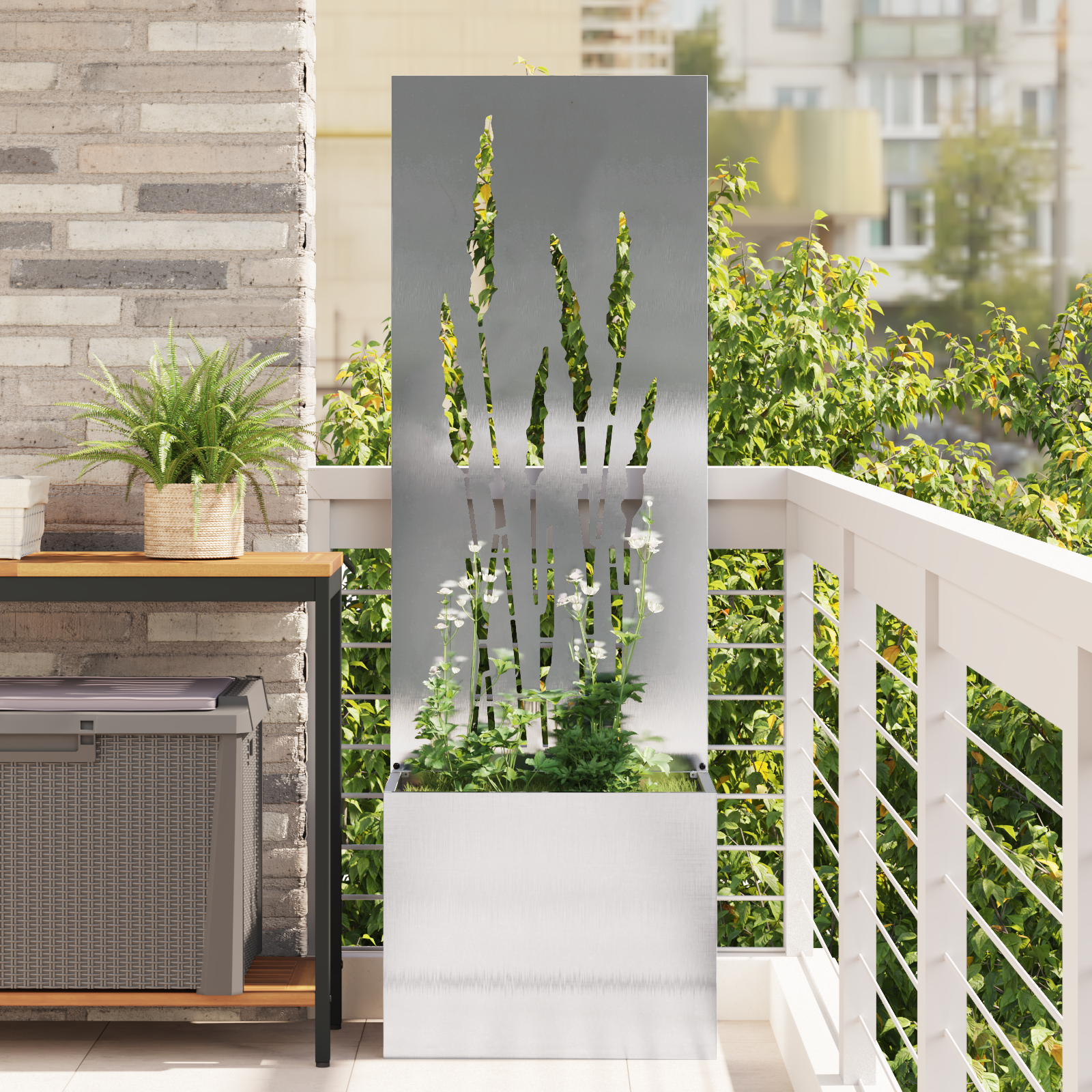 Tuinplant met Decoratief Paneel Zilver 50 x 140 cm