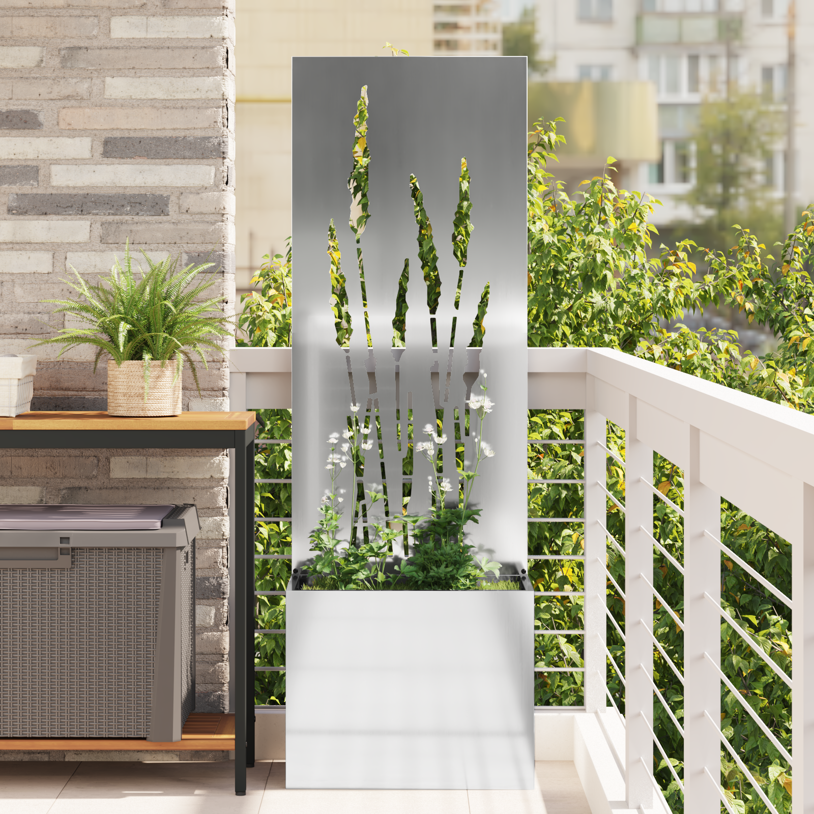 Tuinplant met Decoratief Paneel Zilver 50 x 140 cm