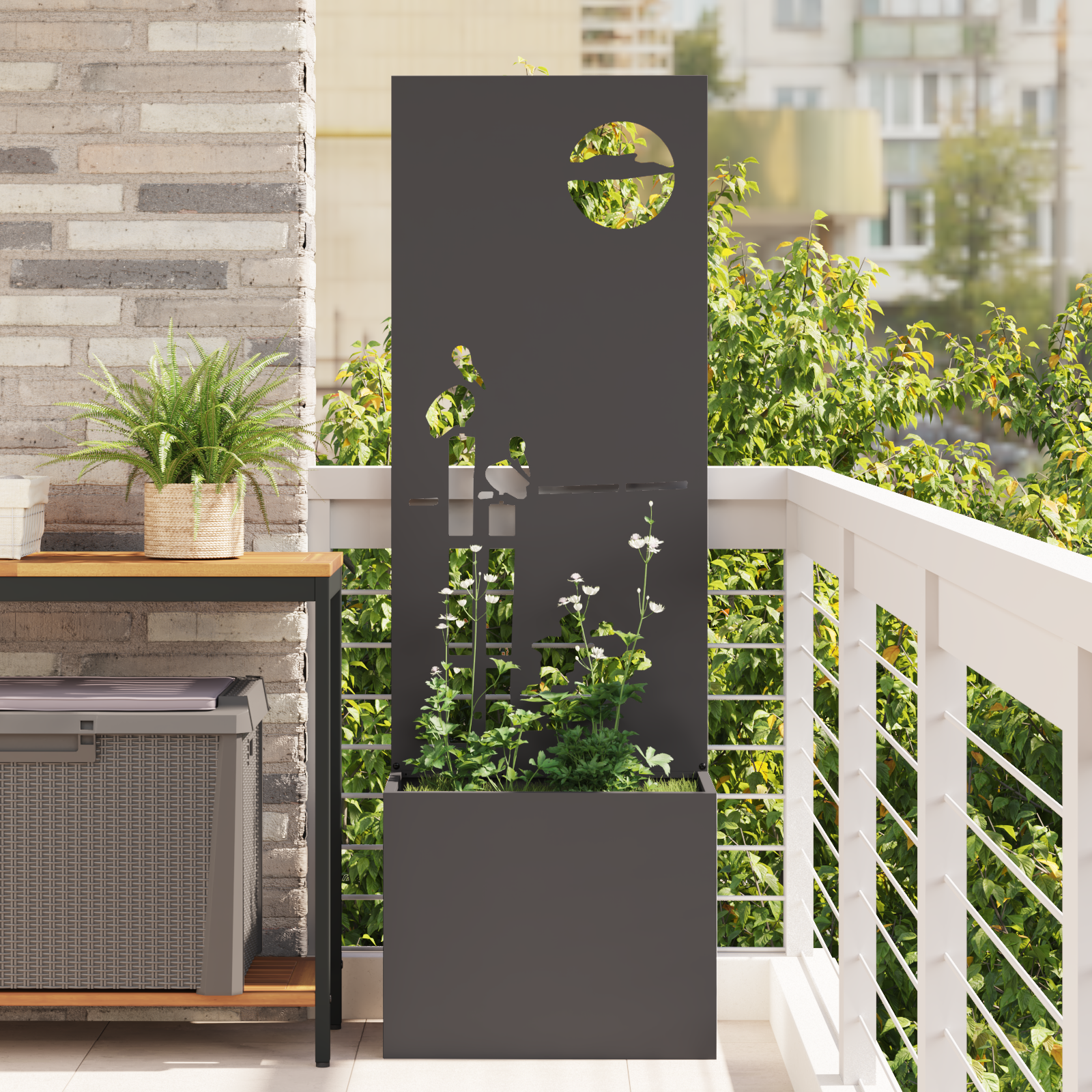 Tuinplant met Decoratief Paneel Zwart 50 x 140 cm