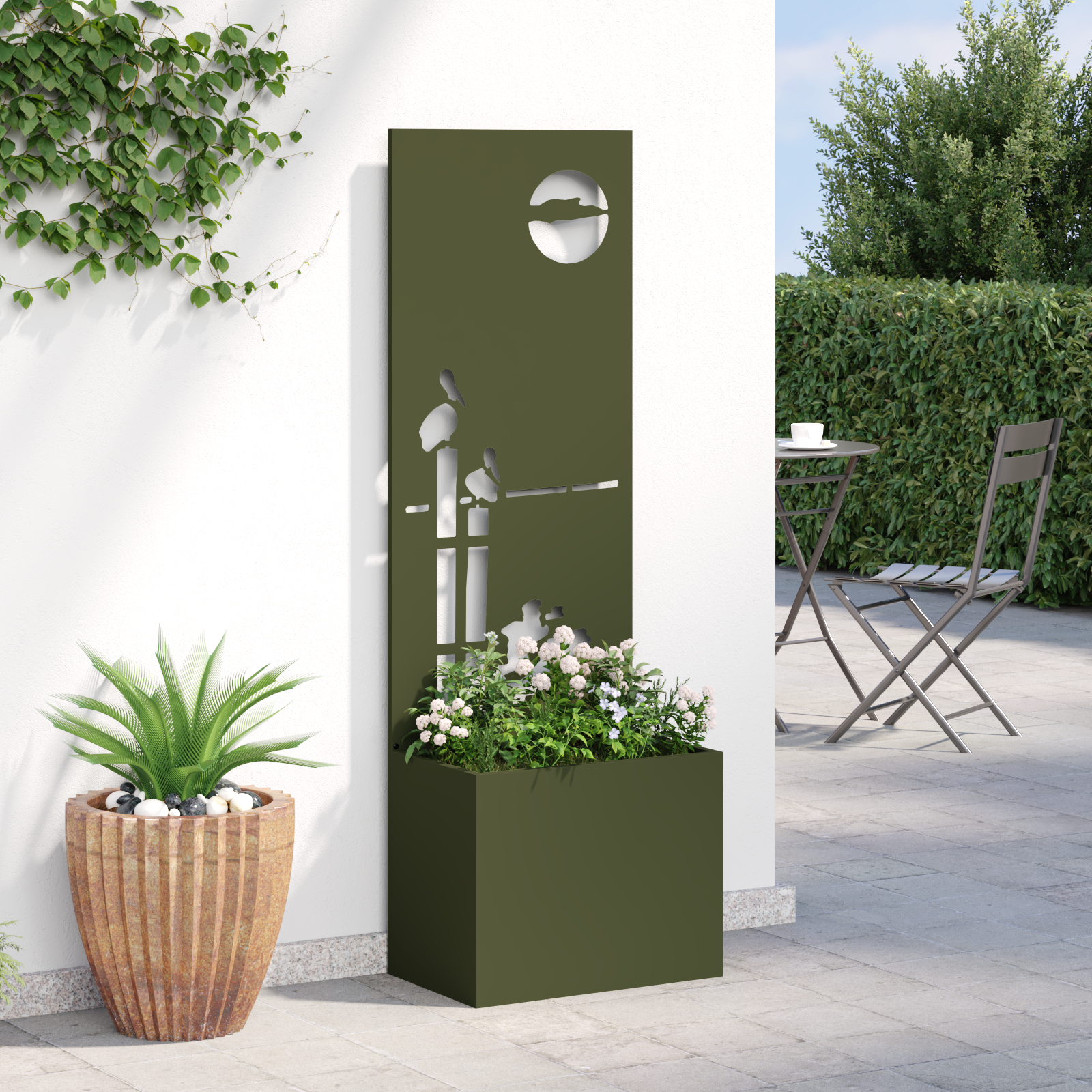 Tuin Privacy Screen Fretwerk Olijfgroen 50 x 32 x 150 cm