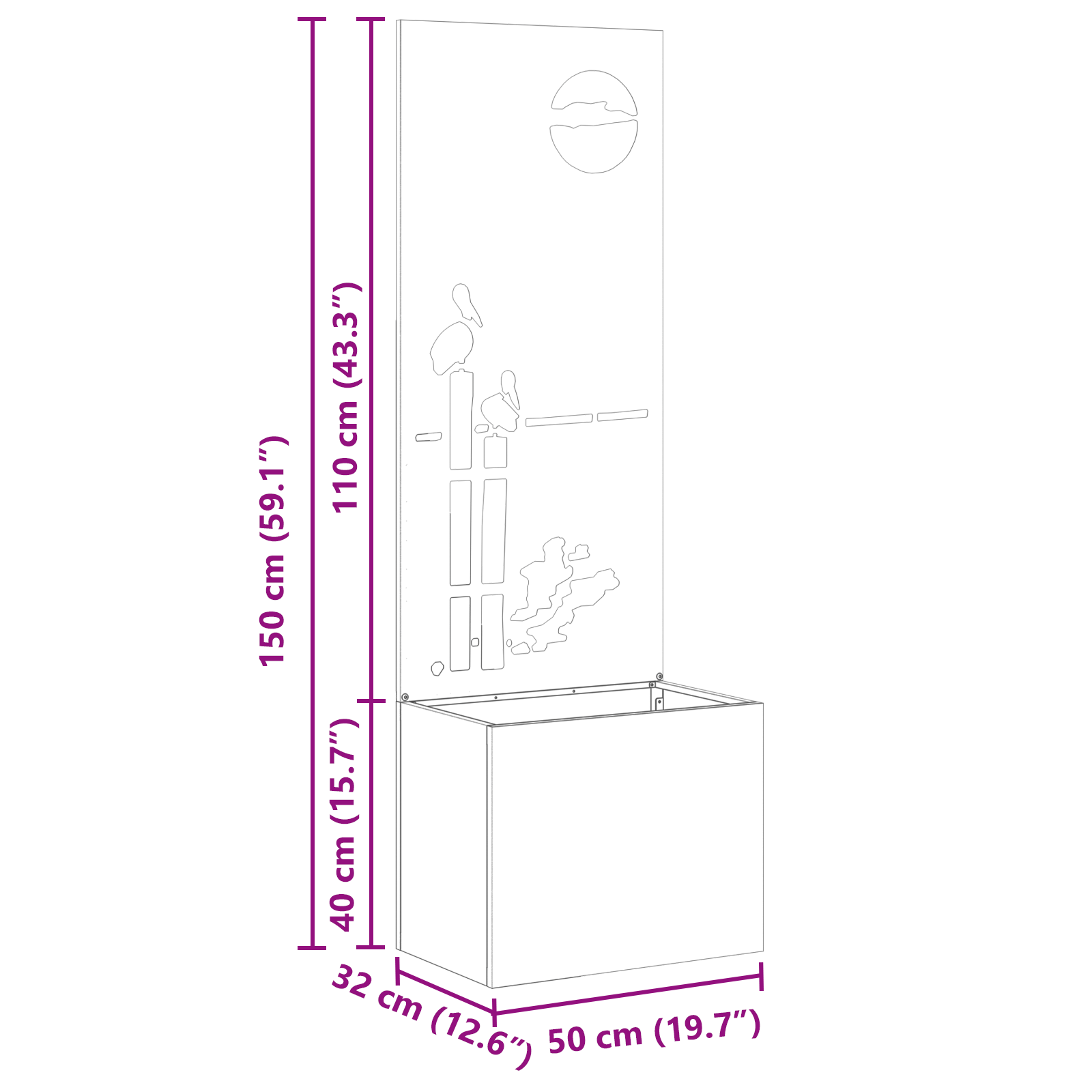 Tuin Privacy Screen Fretwerk Olijfgroen 50 x 32 x 150 cm