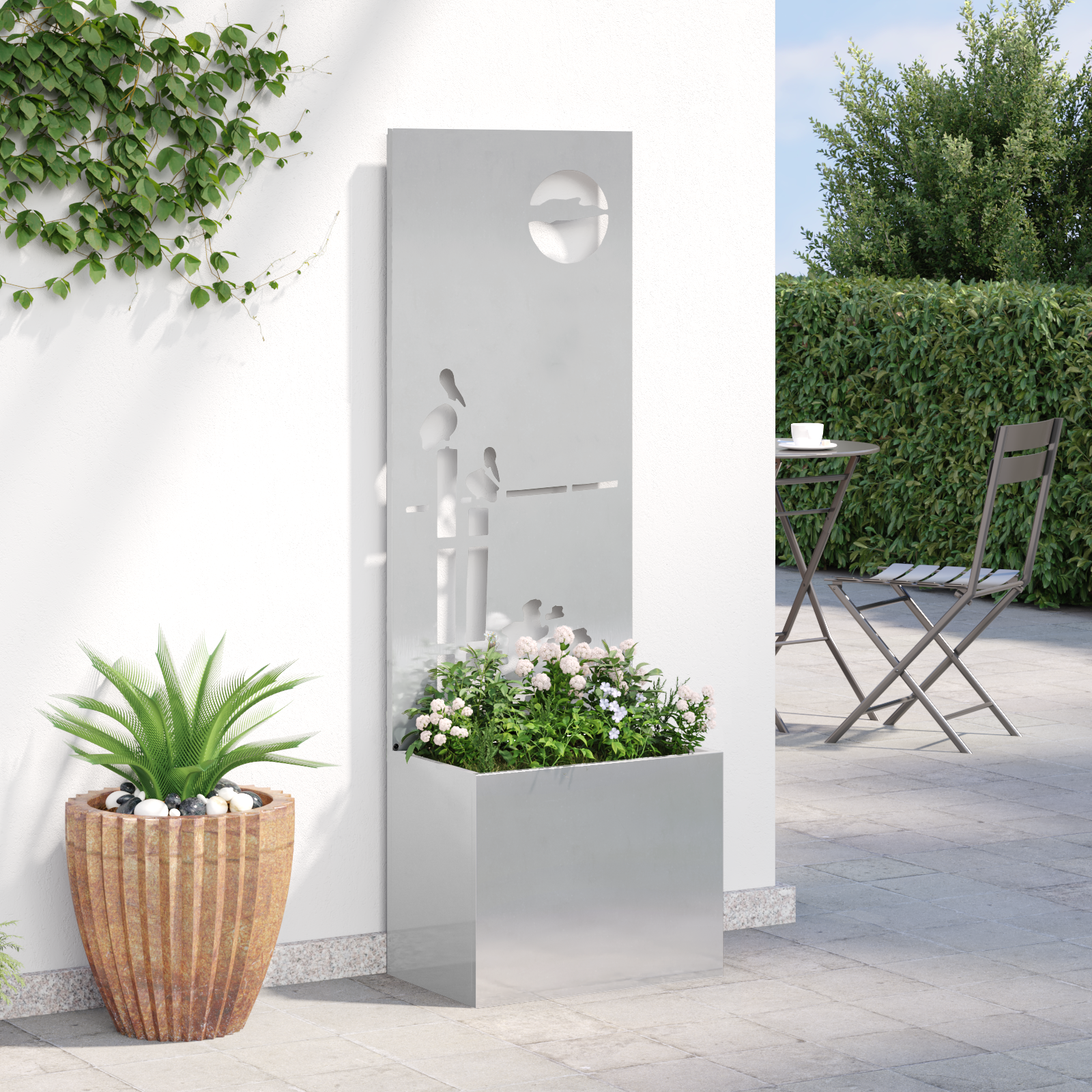 Tuin Privacy Screen Zilver 50 x 32 x 150 cm Roestvrij staal