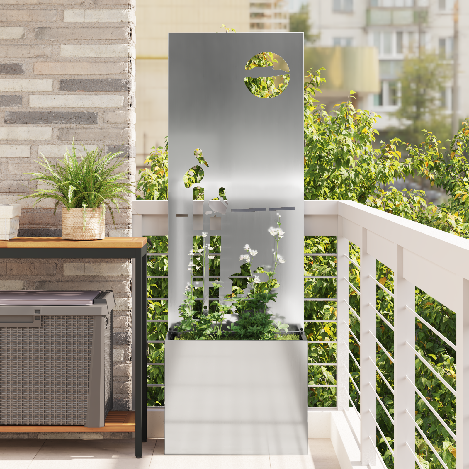 Tuinplant met Decoratief Paneel Zilver 50 x 140 cm