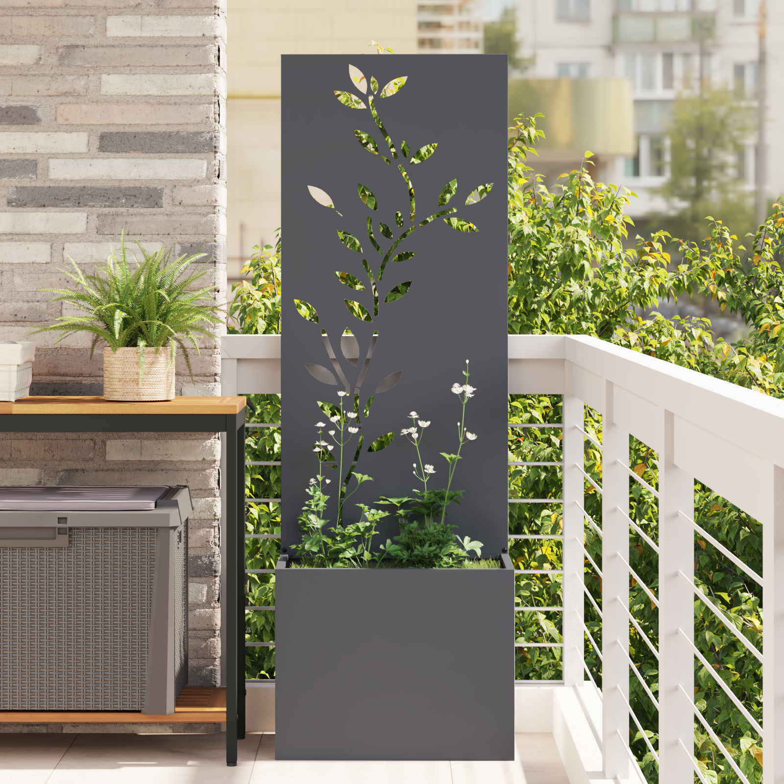 Tuinplant met Decoratief Paneel Antraciet 50 x 140 cm