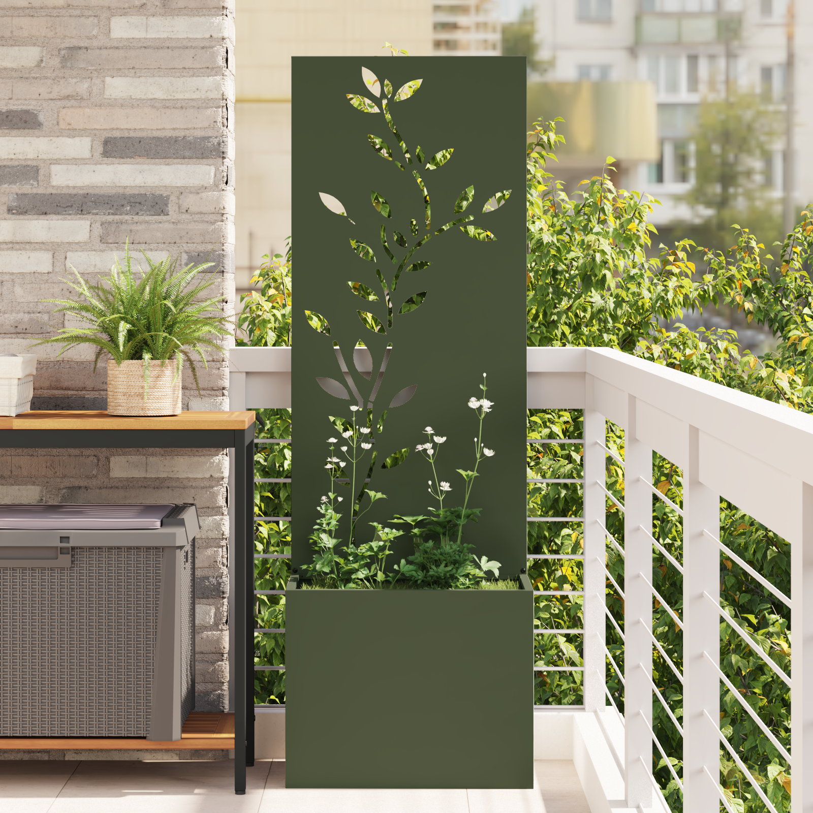 Tuinplant met Decoratief Paneel Olijfgroen 50 x 140 cm