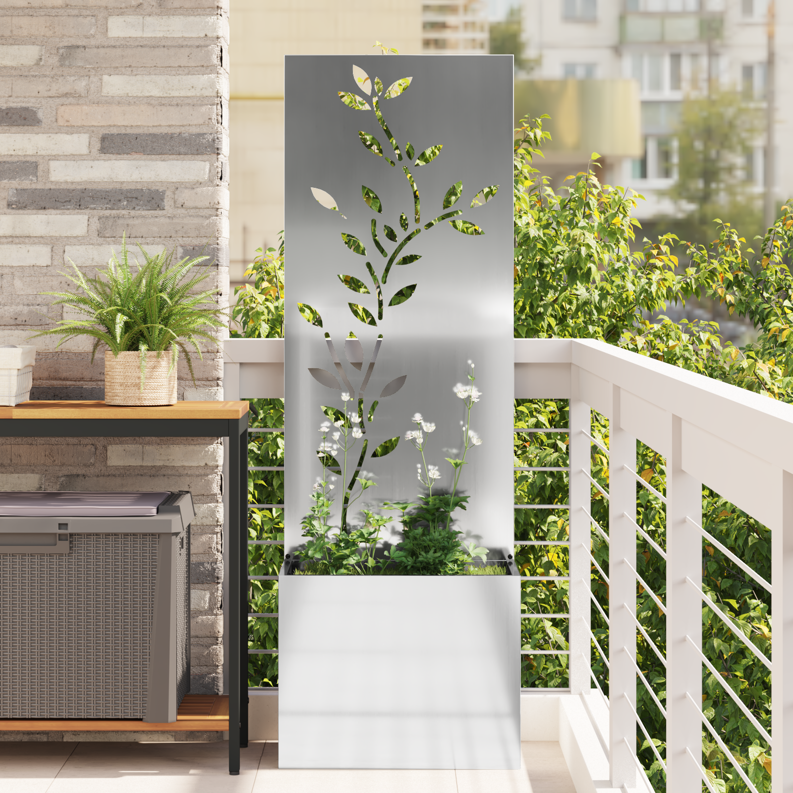 Tuinplant met Decoratief Paneel Zilver 50 x 140 cm