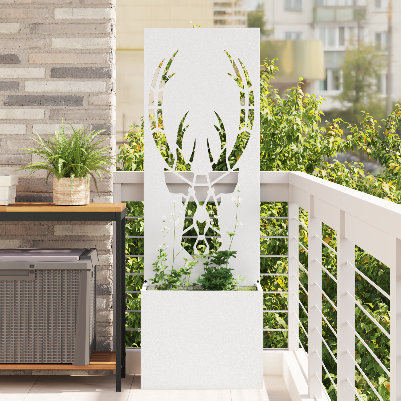 Tuinplant met Decoratief Paneel Wit 50 x 140 cm