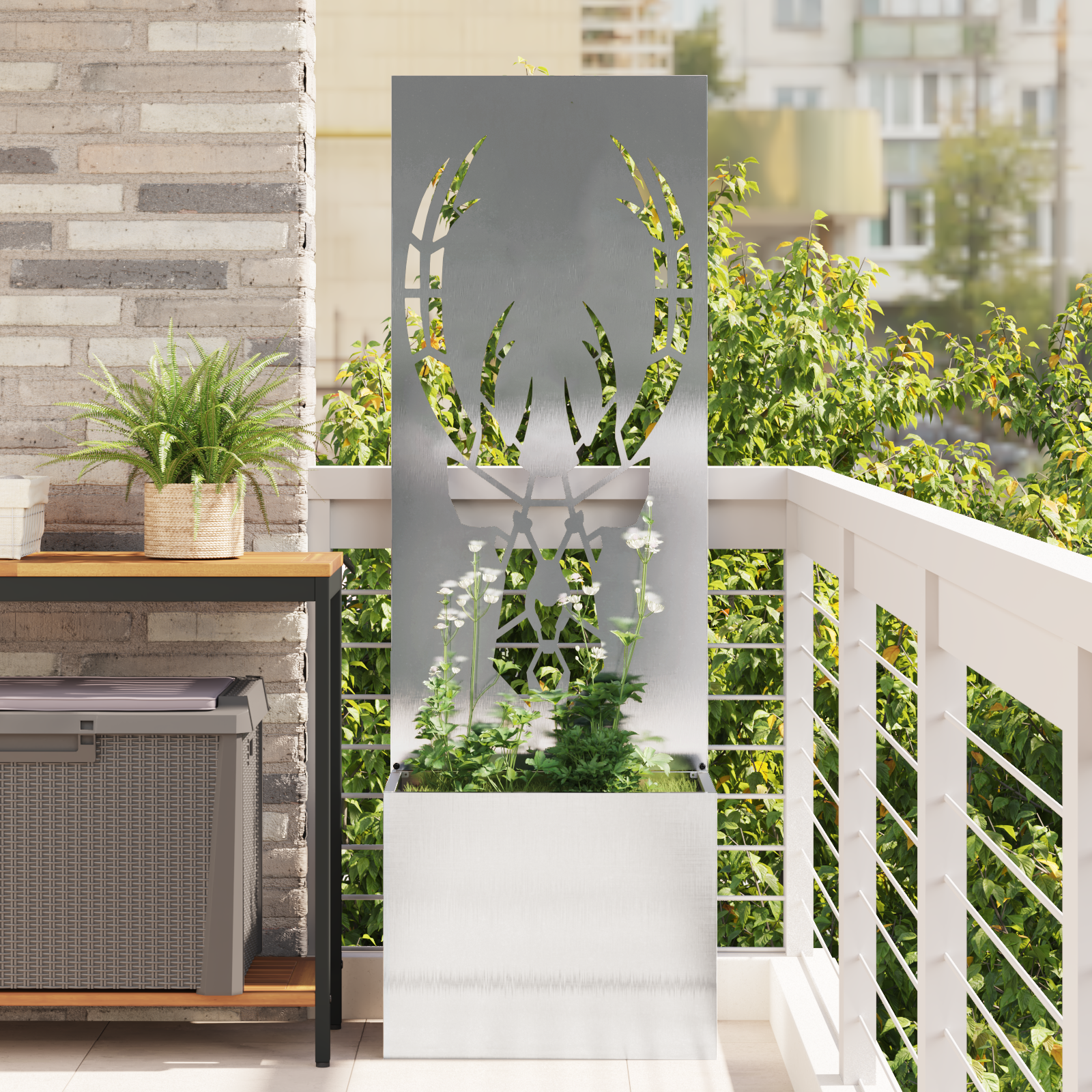 Tuinplant met Decoratief Paneel Zilver 50 x 140 cm
