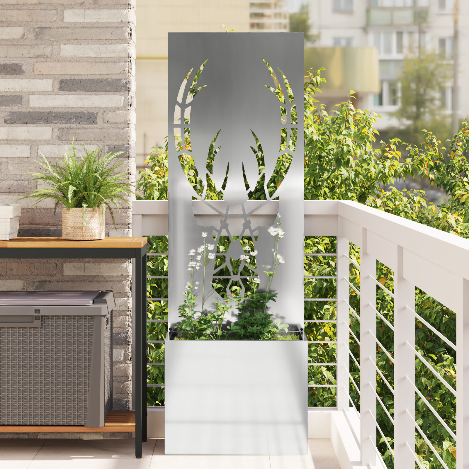 Tuinplant met Decoratief Paneel Zilver 50 x 140 cm