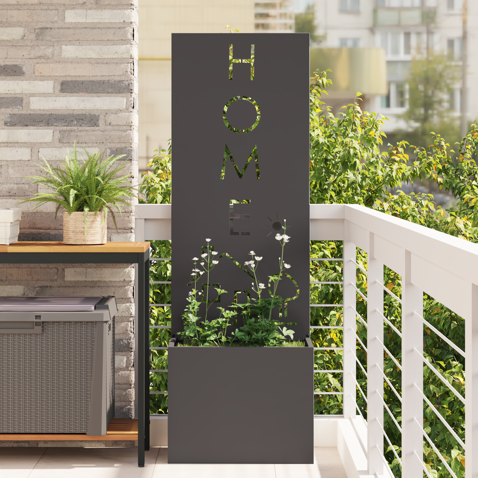 Tuinplant met Decoratief Paneel Zwart 50 x 140 cm