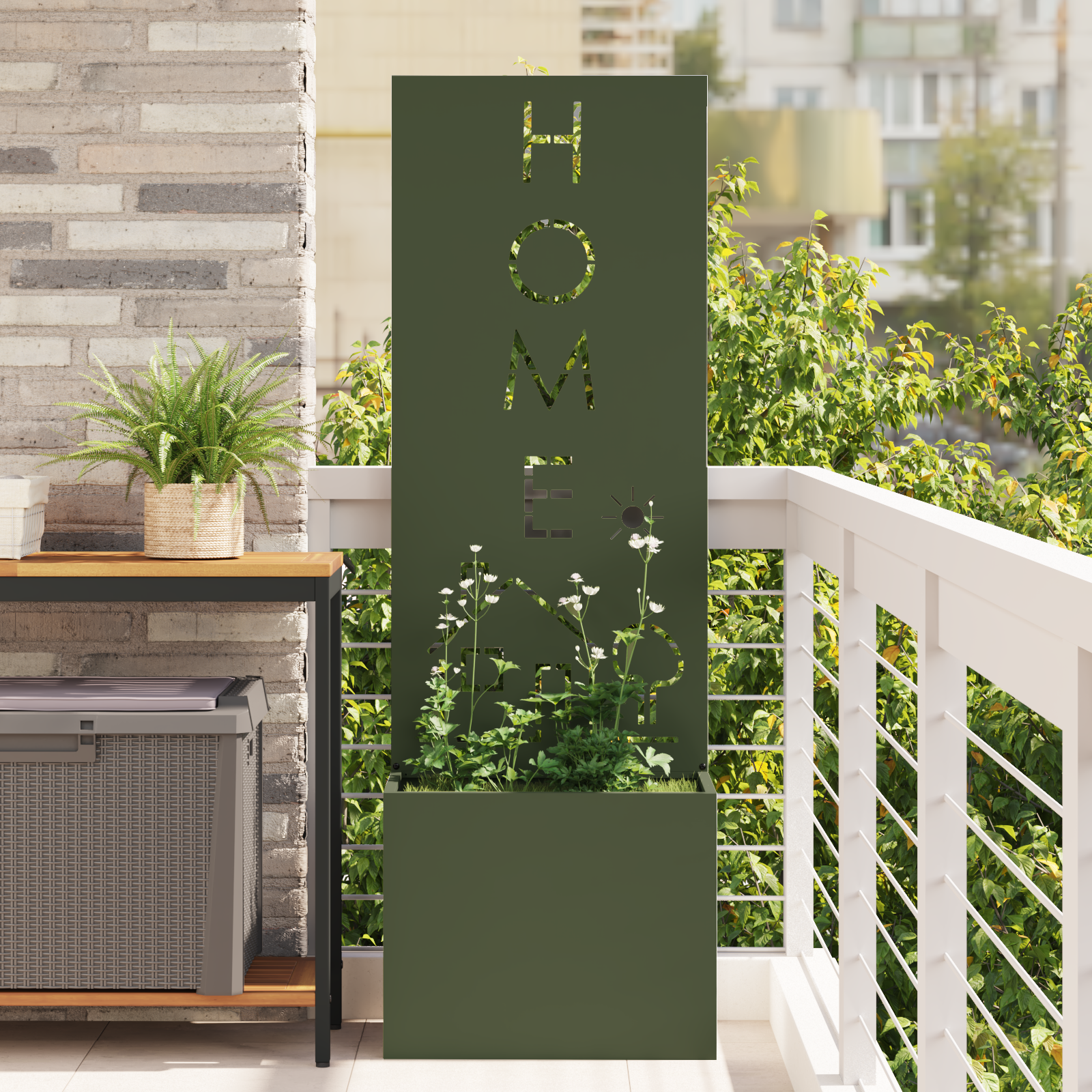 Tuinplant met Decoratief Paneel Olijfgroen 50 x 140 cm