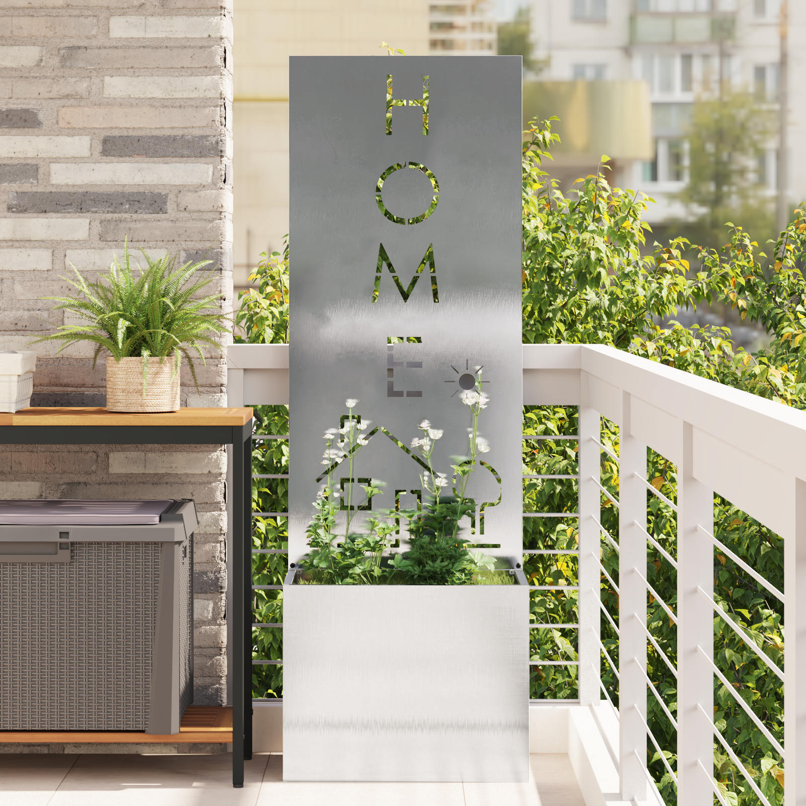 Tuinplant met Decoratief Paneel Zilver 50 x 140 cm