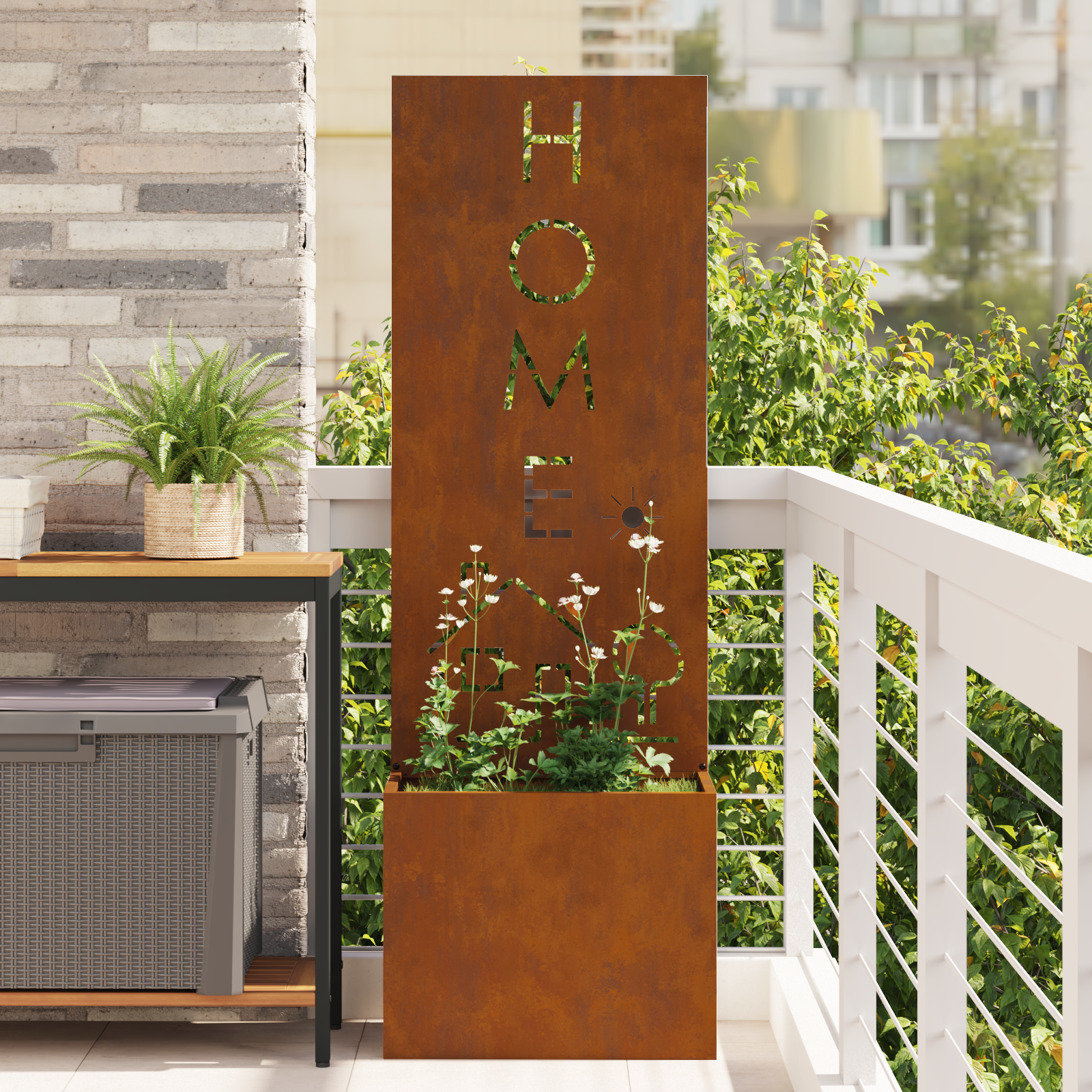 Tuinplant met Decoratief Paneel Roestig 50 x 140 cm Cortenstaal