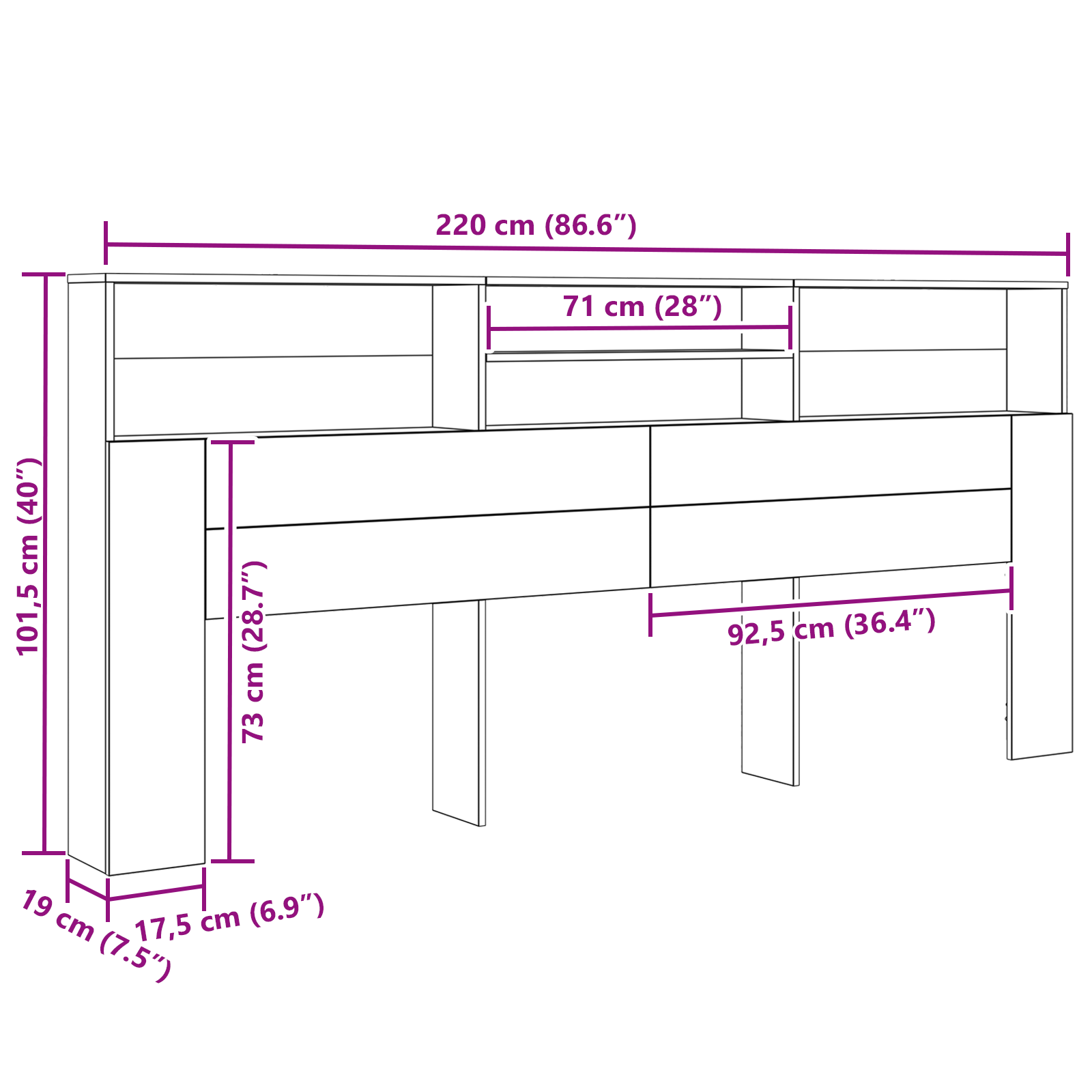 Peatoe kapp riiuliga Vana puit 220 x 19 x 101,5 cm Tehispuit 9 Kõik vajalik sinu aeda ja koju! Peatoe kapp riiuliga Vana puit 220 x 19 x 101,5 cm Tehispuit - Image 9