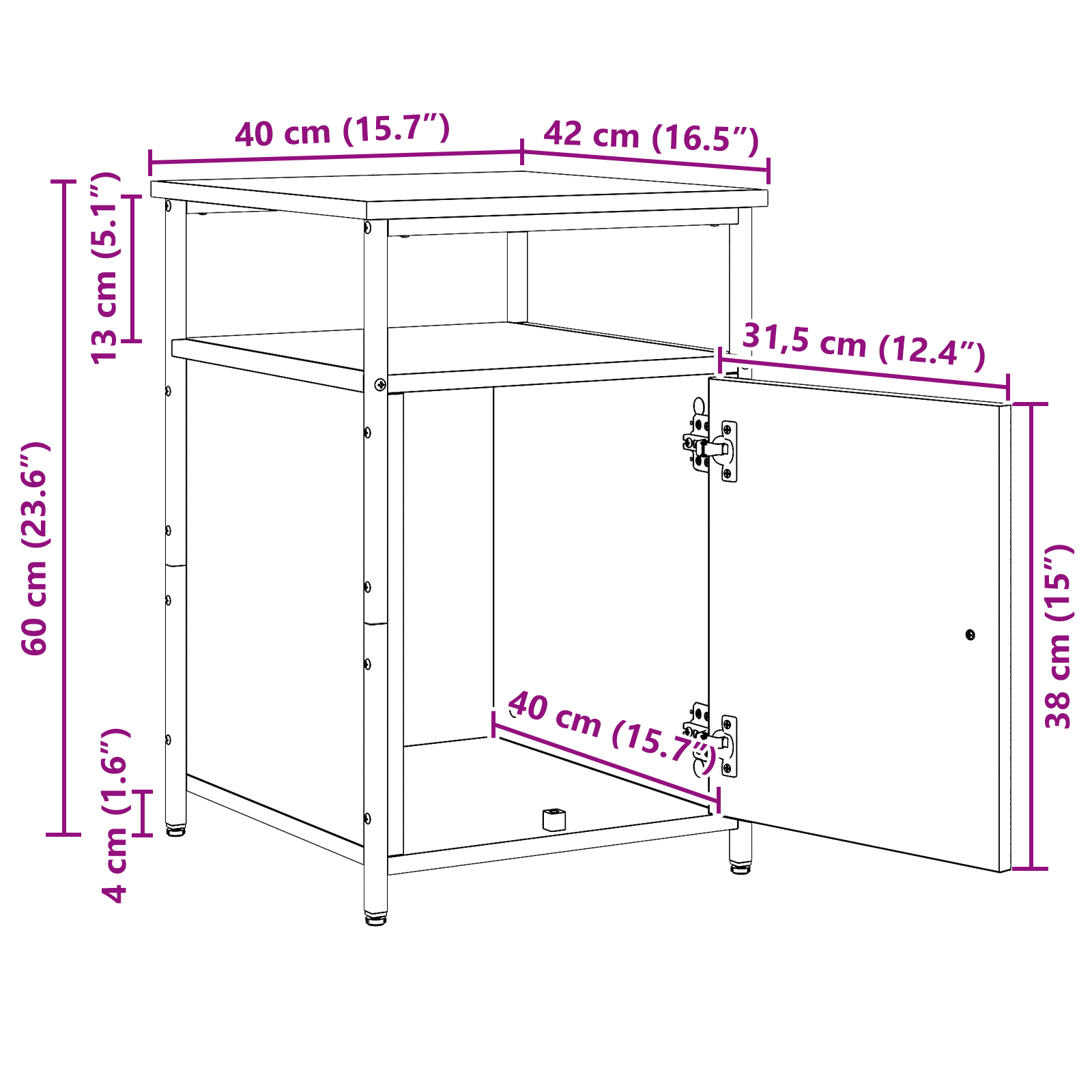 Nočna omarica Stari les Konstruiran les - slika 12