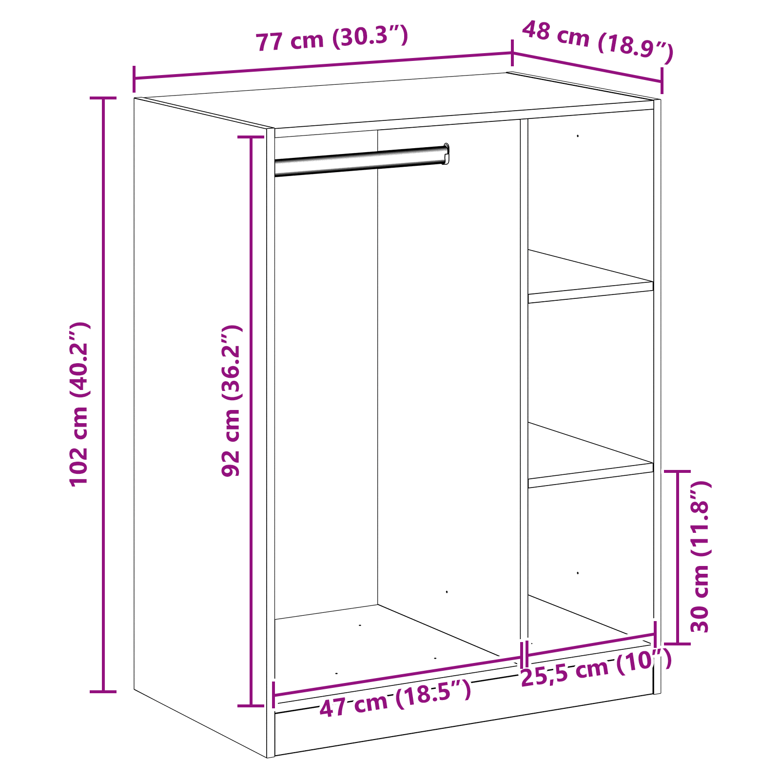 Garderobna omara s polico Umetni hrast 77 x 48 x 102 cm - slika 11