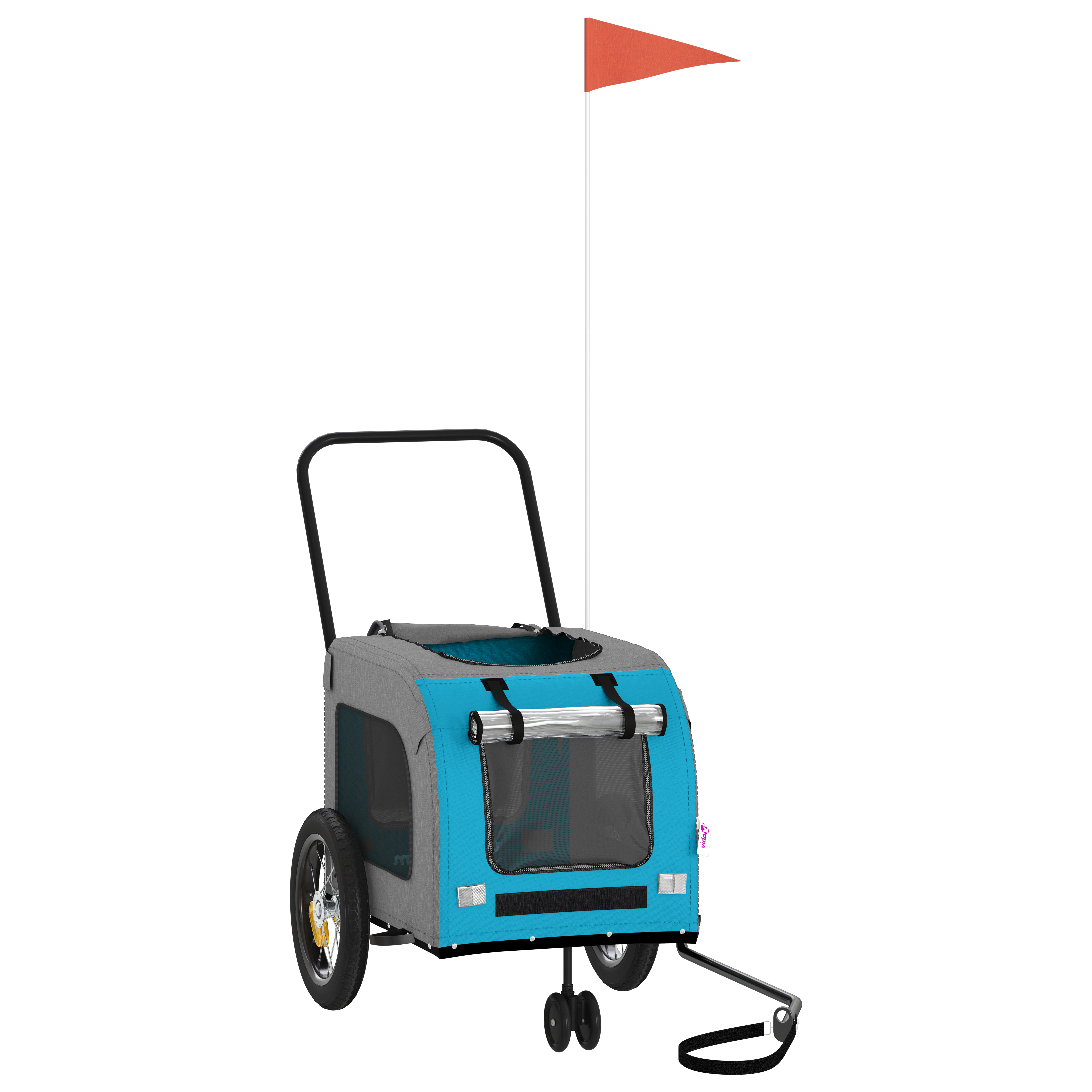 Blue Pet Stroller Blue Polyester, Metal 124 x 53 x 53 cm Foldable - Image 11