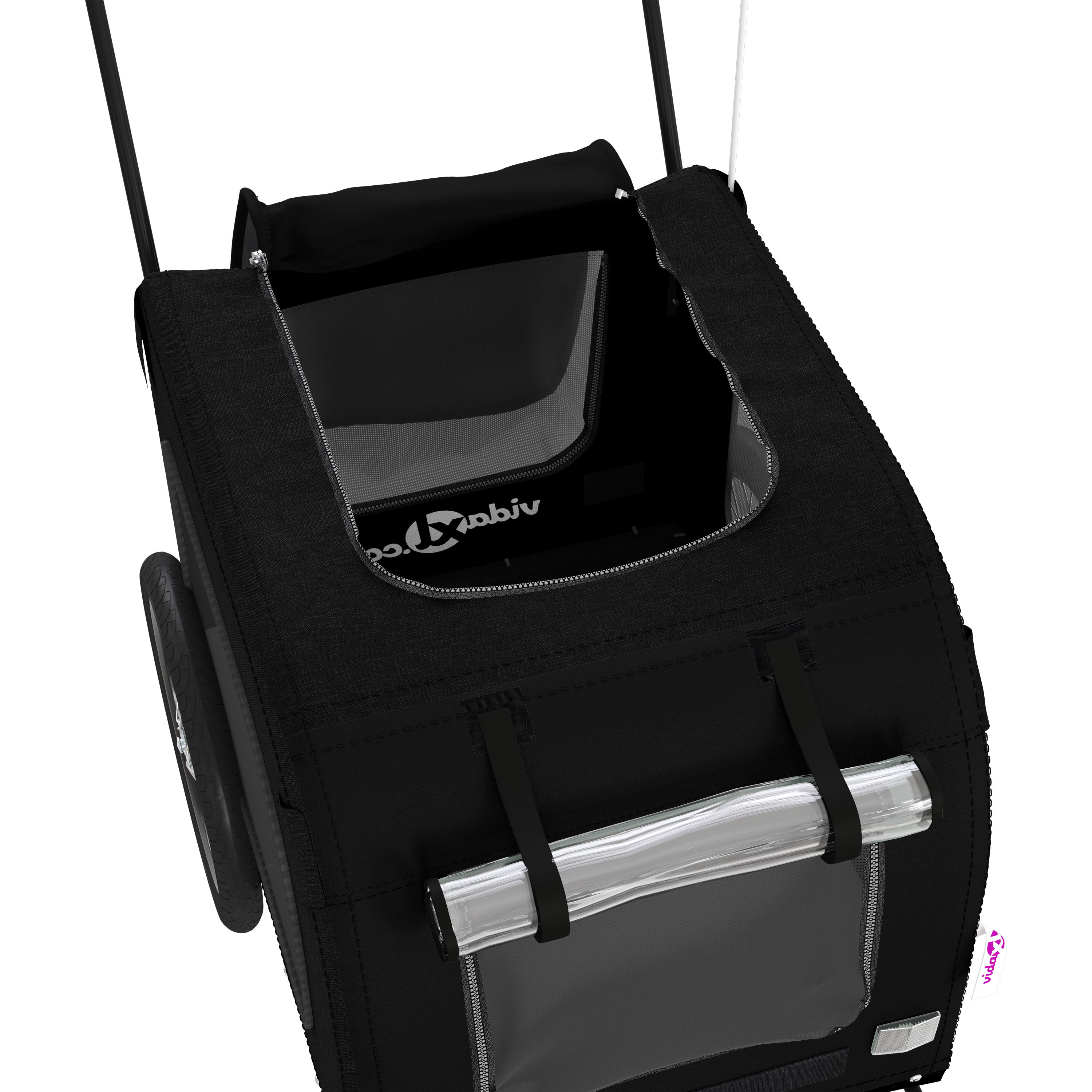 Black Pet Stroller Black Metal, Fabric 124 x 53 x 53 cm - Image 6