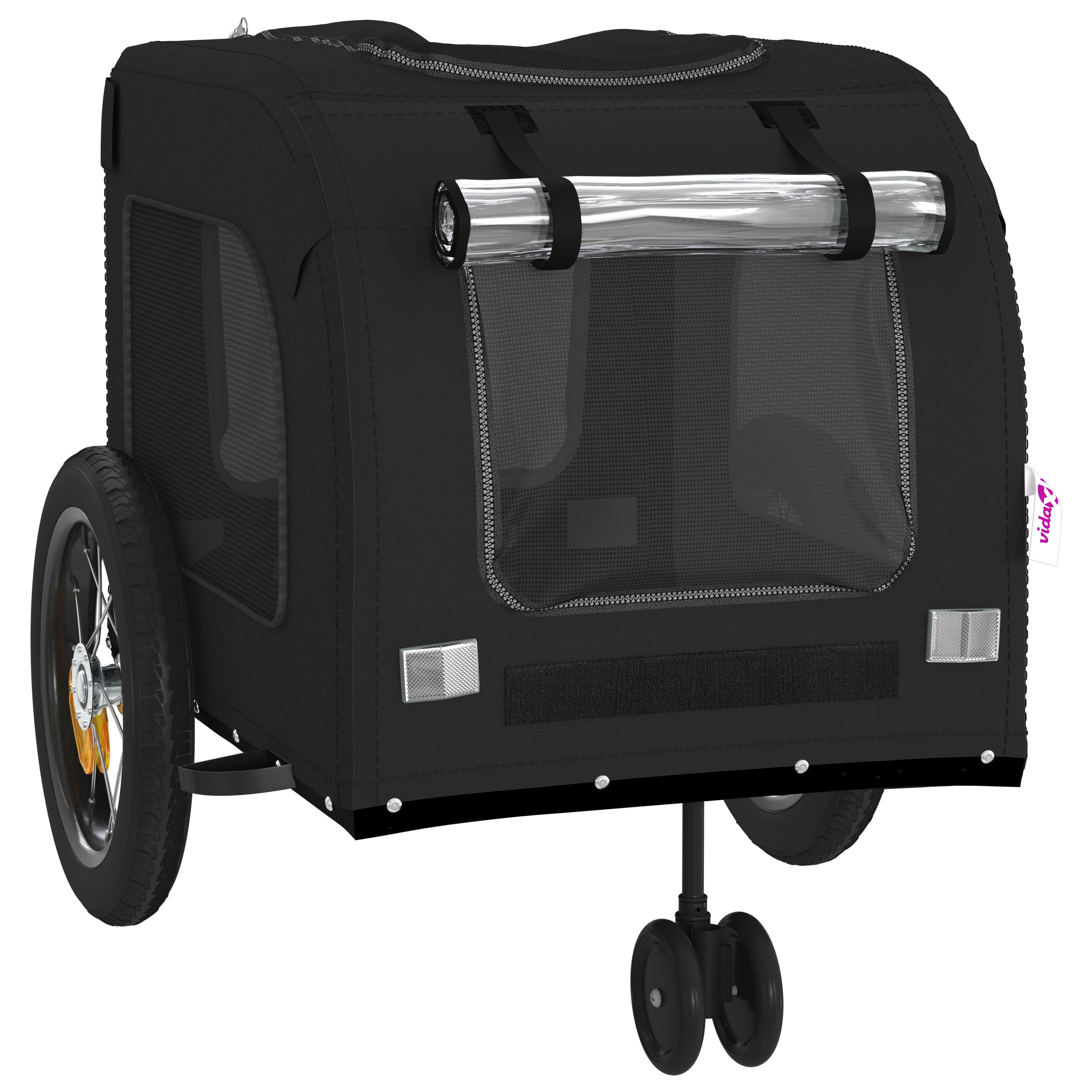 Black Pet Stroller Black Metal, Fabric 124 x 53 x 53 cm - Image 8