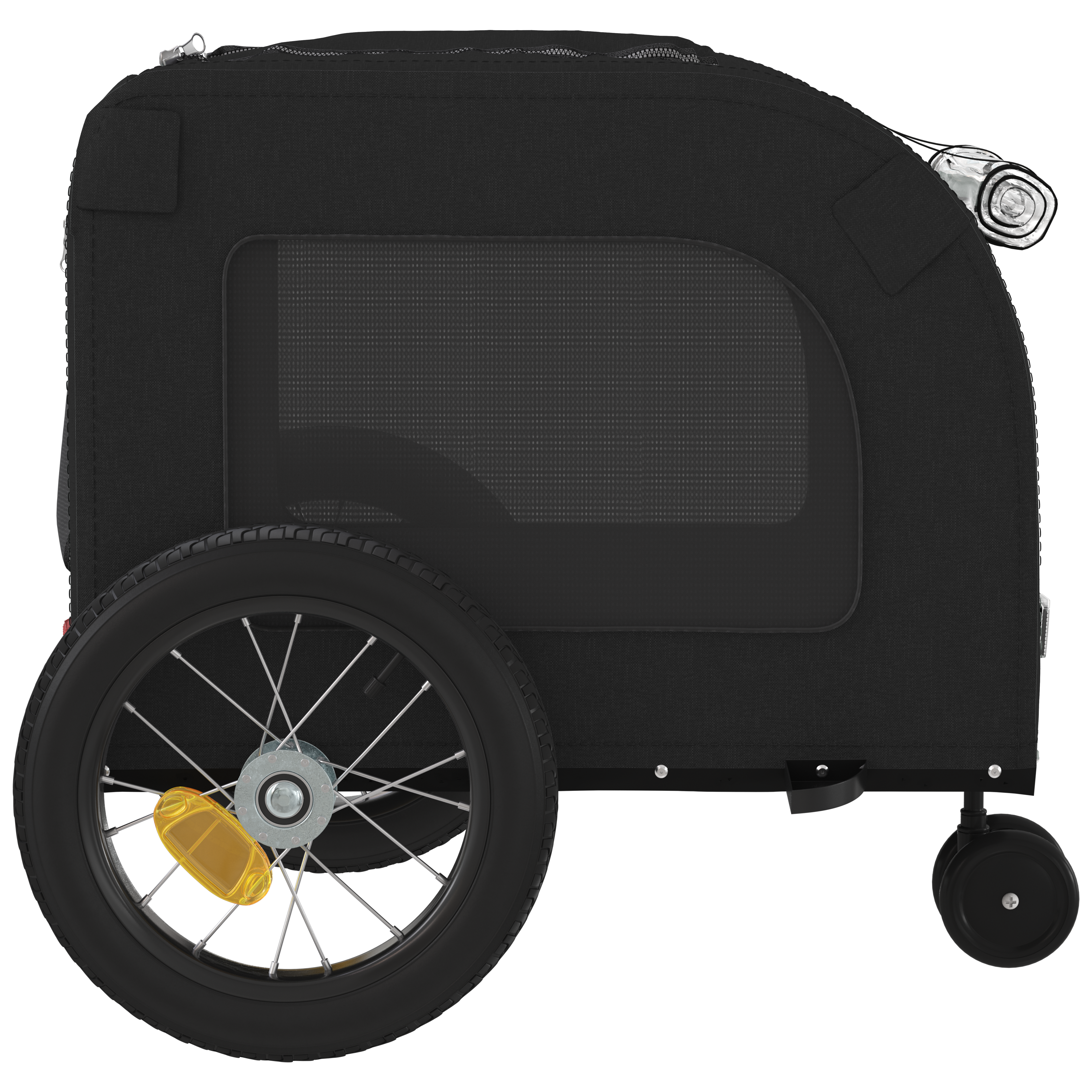 Black Pet Stroller Black Metal, Fabric 124 x 53 x 53 cm - Image 9