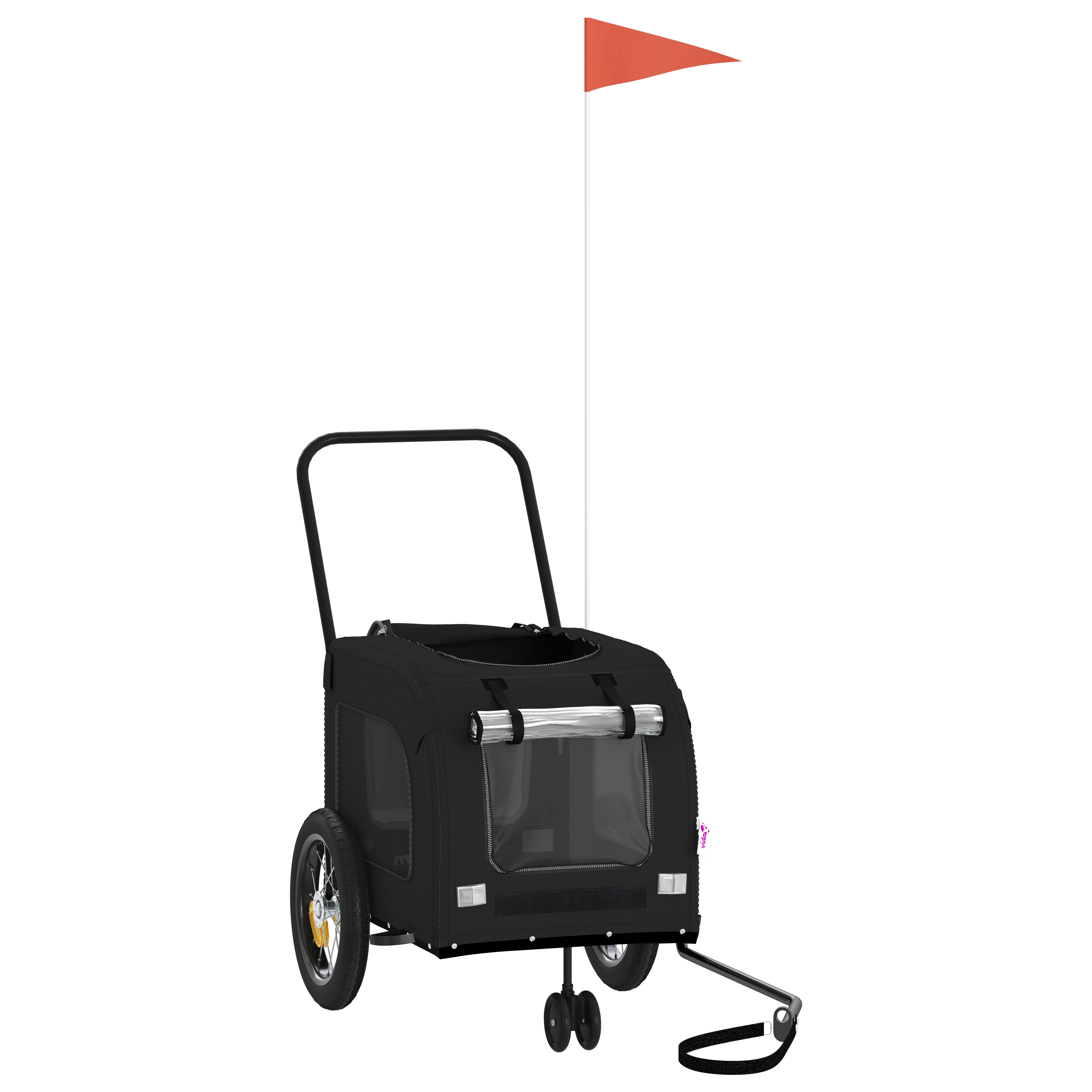 Black Pet Stroller Black Metal, Fabric 124 x 53 x 53 cm - Image 11