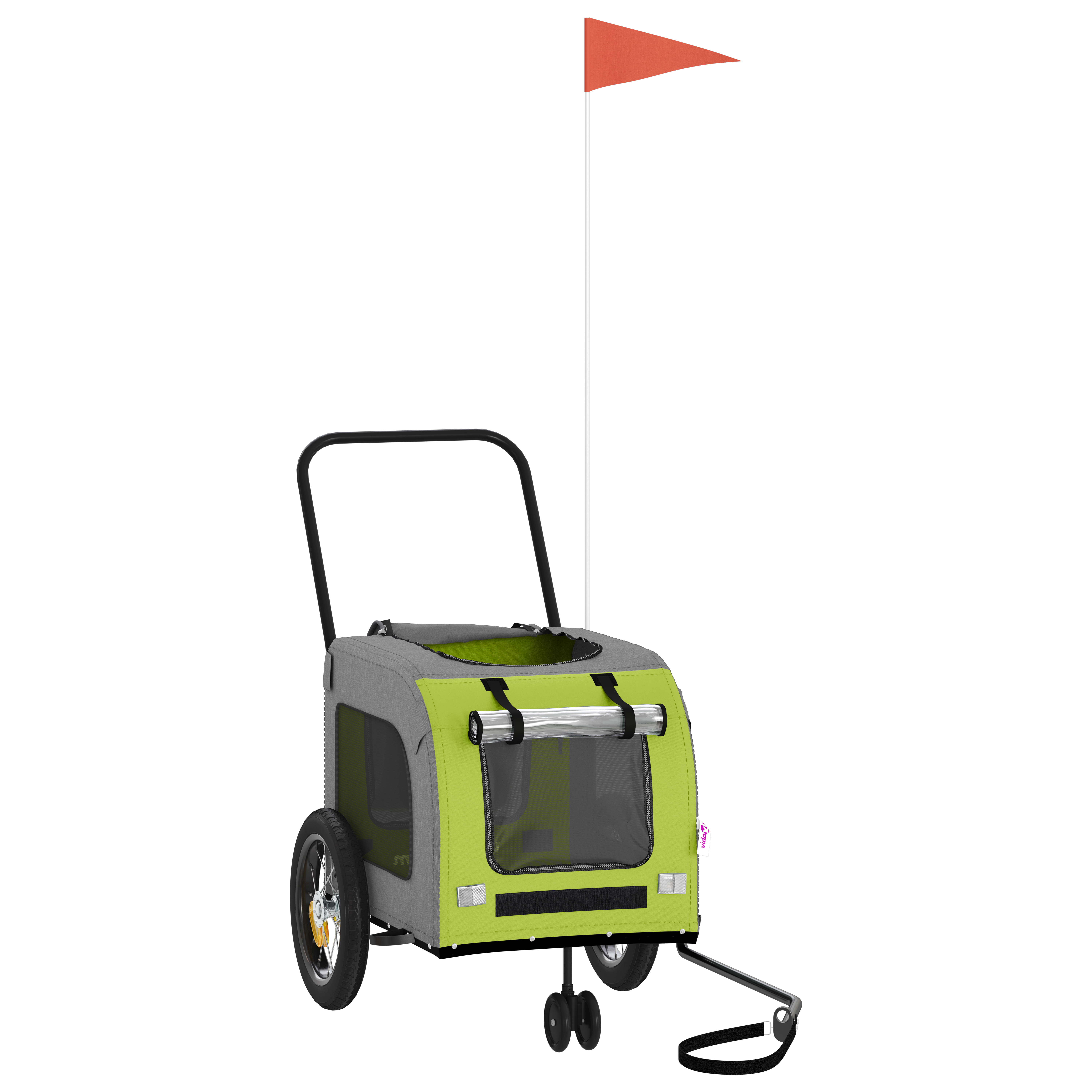 Green Dog Stroller Polyester, Steel 124 x 53 x 53 cm Foldable - Image 11