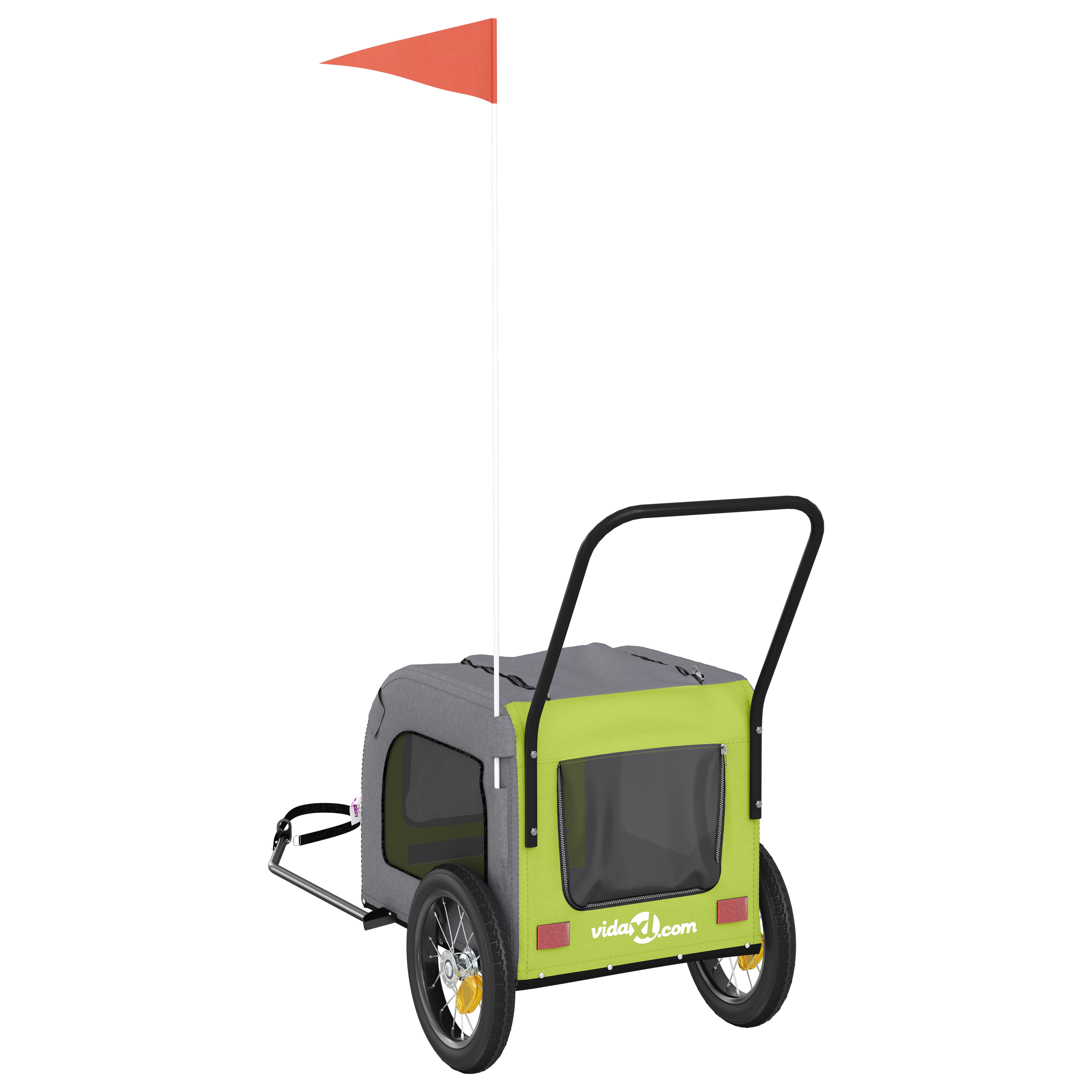 Green Dog Stroller Polyester, Steel 124 x 53 x 53 cm Foldable - Image 5